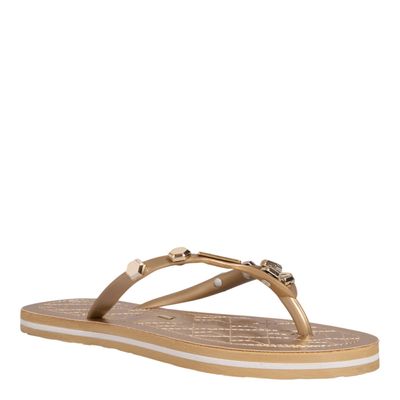 Chinelo Flip Flop Metalizado Matelassê Dourado