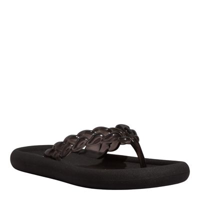 Papete Borracha Tiras Trançadas Preta