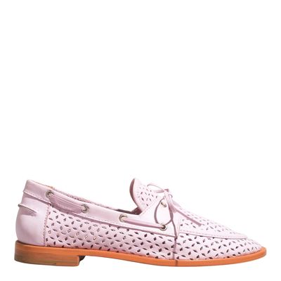 Mocassim Couro Confort Rosa Bebê Laço