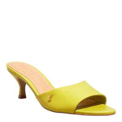 Mule Couro Nobre Salto Baixo Fino Verde Oliva