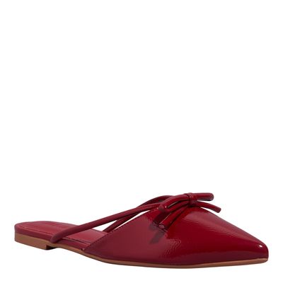 Mule Verniz Vermelho Bico Fino Laço