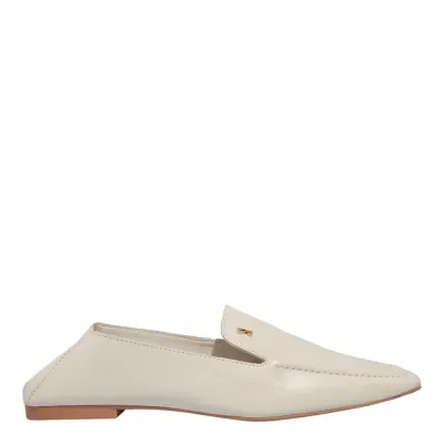 Mocassim Couro Nobre Soft Marfim Bico Quadrado