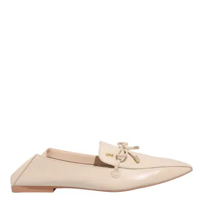 Mocassim Laço Couro Nobre Soft Bege Bico Quadrado