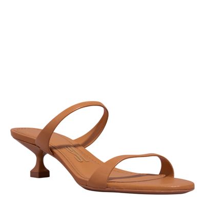 Mule Couro Pelica Soft Salto Taça Caramelo