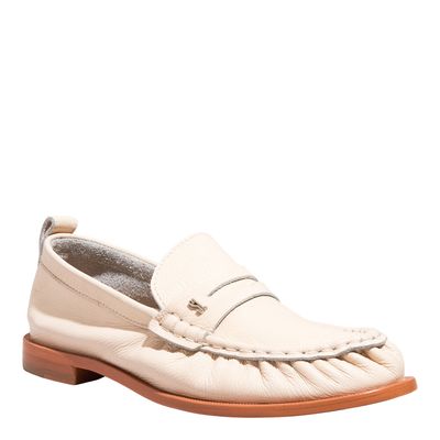 Mocassim Couro Confort Franzido Marfim