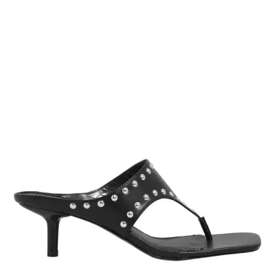 Mule Couro Nobre Preto Salto Fino