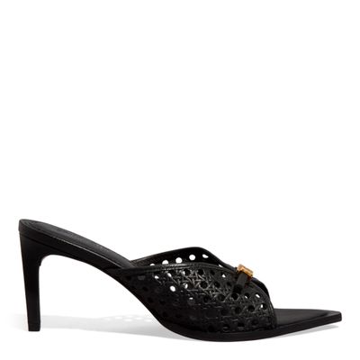 Mule Bico Folha Couro Tressê Preto