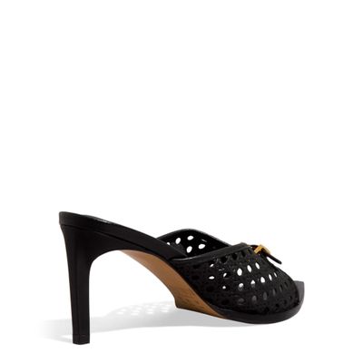 Mule Bico Folha Couro Tressê Preto