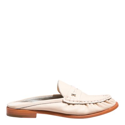 Mocassim Mule Couro Confort Marfim Franzido
