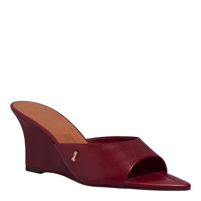 Mule Anabela Couro Pelica Soft Vermelho Ruby