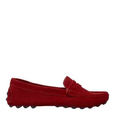 Mocassim Couro Camurça Vermelho Ruby