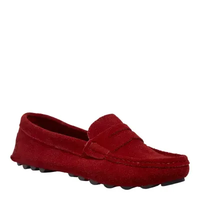 Mocassim Couro Camurça Vermelho Ruby