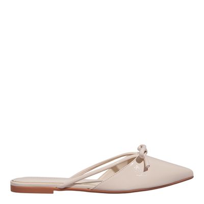 Mocassim Mule Verniz Vanilla Bico Fino Laço