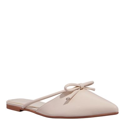 Mocassim Mule Verniz Vanilla Bico Fino Laço