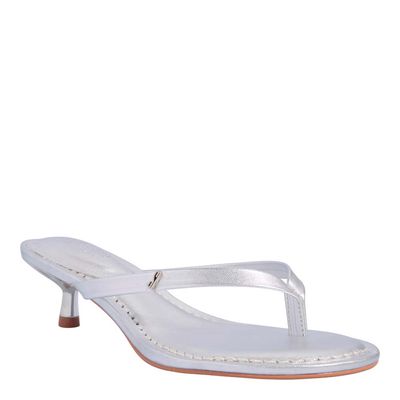 Mule Thong Couro Metalizado Prata