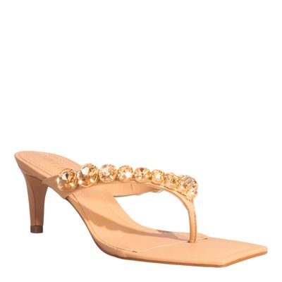 Mule Thong Napa Bege Palha Pedraria