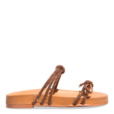 Papete Meia Cana Bege Tiras Nó Brilho