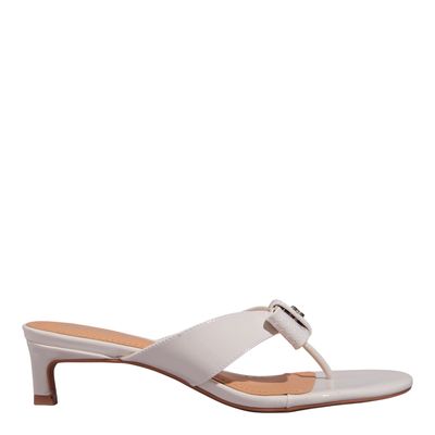 Mule Laço Verniz Anzeli Salto Fino Baixo Off White