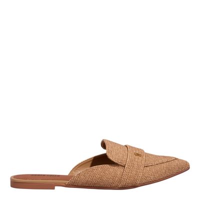Mocassim Mule Napa Tramado Bege Bico Fino