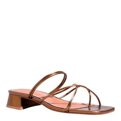 Mule Napa Bronze Metalizado Bico Quadrado