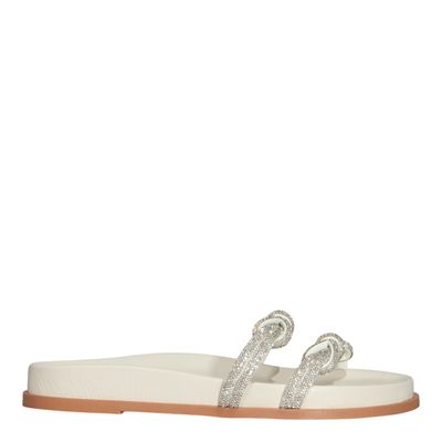 Papete Laço Brilho Strass Off White