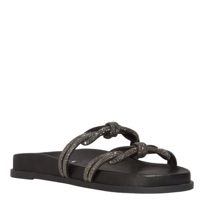 Papete Laço Brilho Strass Preta