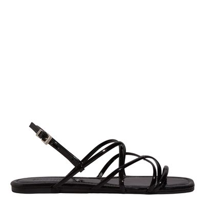 Rasteira Tiras Verniz Preta