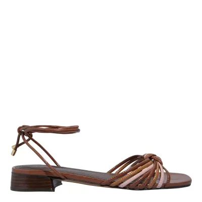 Sandália Rasteira Napa Marrom Salto Baixo