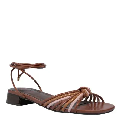 Sandália Rasteira Napa Marrom Salto Baixo