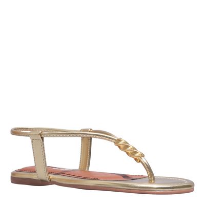 Rasteira Dourada Metalizada  Bico Redondo