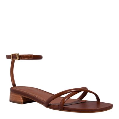 Rasteira Couro Confort Marrom Salto Baixo