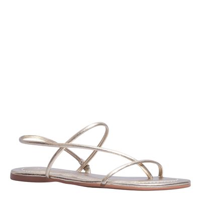 Rasteira Metalizada Dourada Tiras Finas