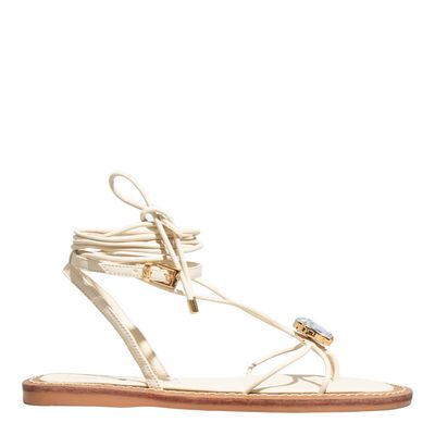 Rasteira Amarração Napa Off White Pedraria