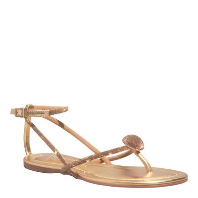 Rasteira Bico Redondo Shiny Dourada Metalizada