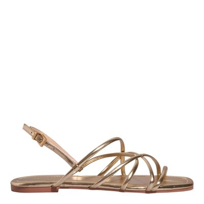 Rasteira Tiras Metalizada Dourada