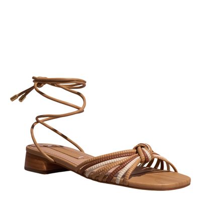 Rasteira Amarração Napa Bege Salto Baixo