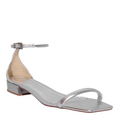 Rasteira Metalizada Bico Quadrado Prata