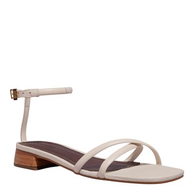 Rasteira Couro Confort Marfim Salto Baixo