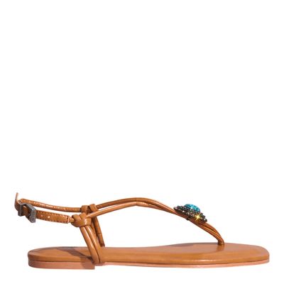 Rasteira Pedraria Caramelo