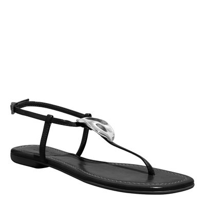 Rasteira Napa Madri Preto Metal Orgânico