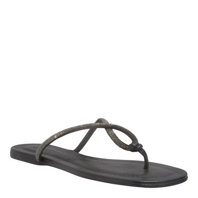 Rasteira Shiny Brilho Preta Bico Redondo