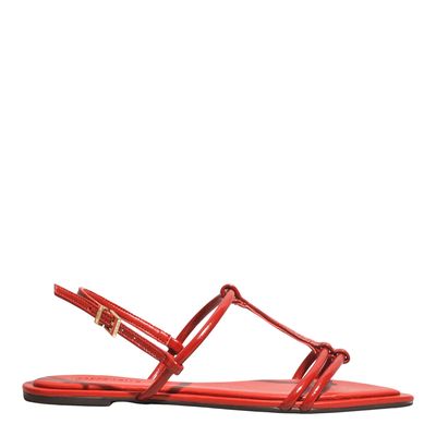 Rasteira Bico Folha Napa Madri Vermelho Malbec