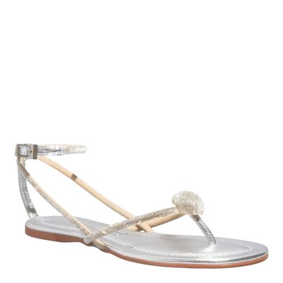 Rasteira Bico Redondo Shiny Prata Metalizada