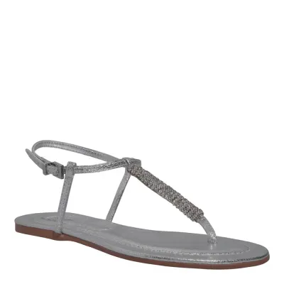 Rasteira Metalizada Prata Tecido Splendore Strass Brilho