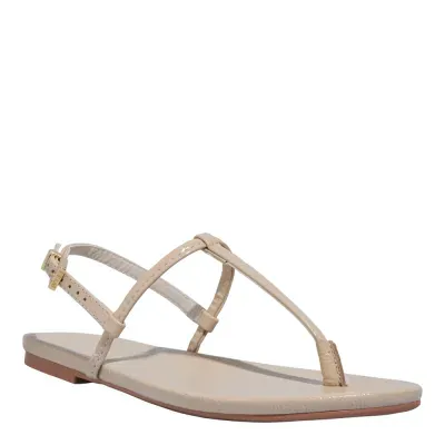 Rasteira Bico Redondo Verniz Off White