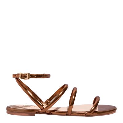 Rasteira Metalizado Reflexo Bronze