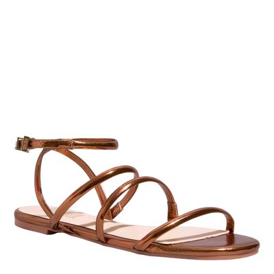 Rasteira Metalizado Reflexo Bronze