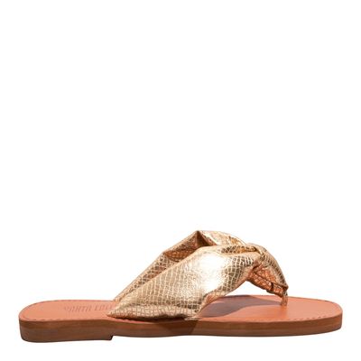 Rasteira Cobra Metalizado Cristal Ouro