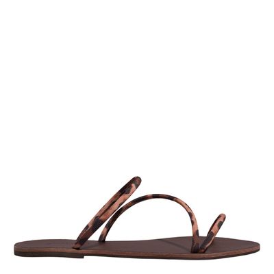 Rasteira Gorgurão Tiras Finas Animal Print Onça