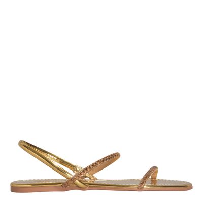 Rasteira Metalizada Dourada Brilho